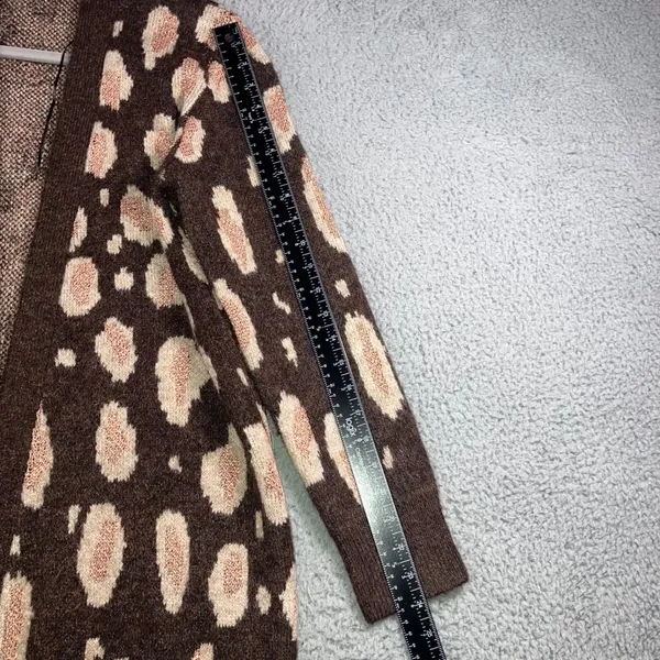 Mystree Leopard Print‎ Long Cardigan Swater Women Small Open Front Metallic - Image 8