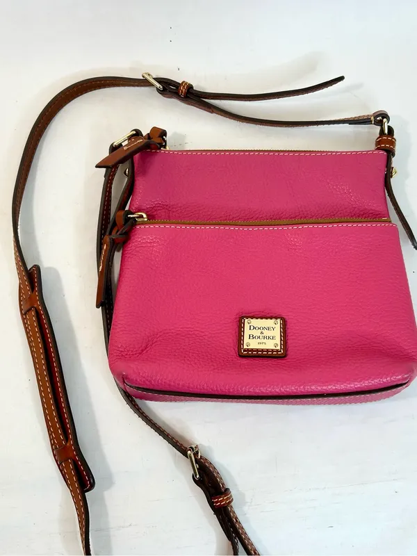 Dooney & Bourke Pebble Grain Crossbody in Bright Fuchsia Pink, Dust Bag Included - Image 5