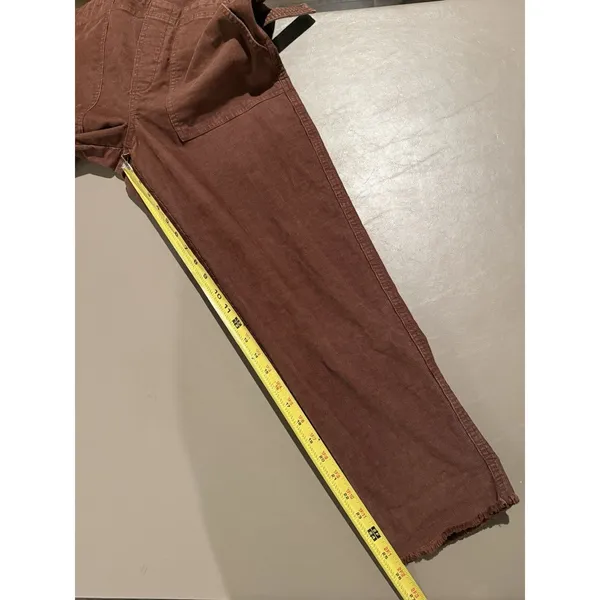 Aerie Werk and Play Brown Corduroy Overalls Bib Overalls Small S Raw Fray Hem - Image 8