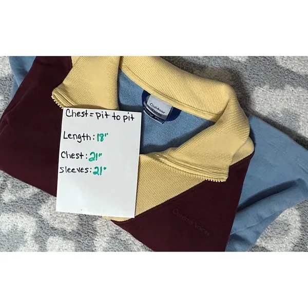 Outdoor Voices Pickup Colorblock Cropped Half-Zip Sweatshirt Small Cotton Terry - Image 6