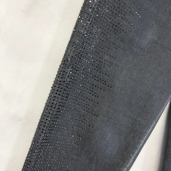 Cache Skinny Low Rise Jeans Women‎ 2 Black Rhinestone Stretch Y2K McBling - Image 5