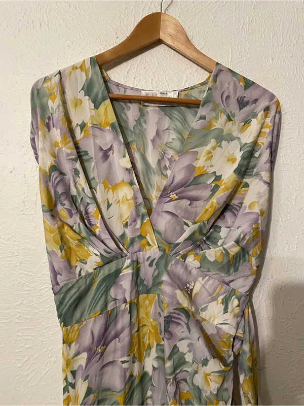 Bronx and Banco Lavender, Yellow & Green Floral High-Low Maxi Dress - Image 6
