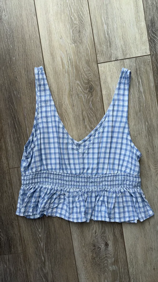 Hollister Blue and White plaid top - Image 2