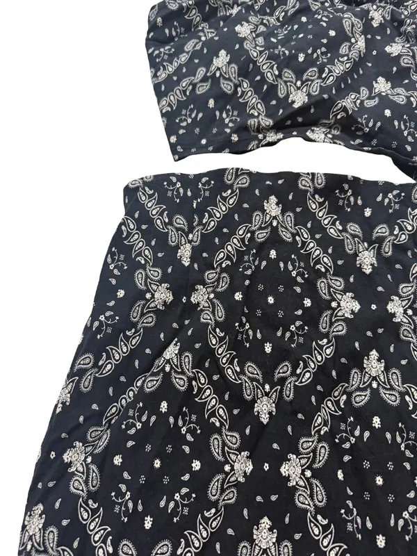 Garage Black White Paisley Outfit Bandana Crop Skirt Set Lace Small Women's - Image 9