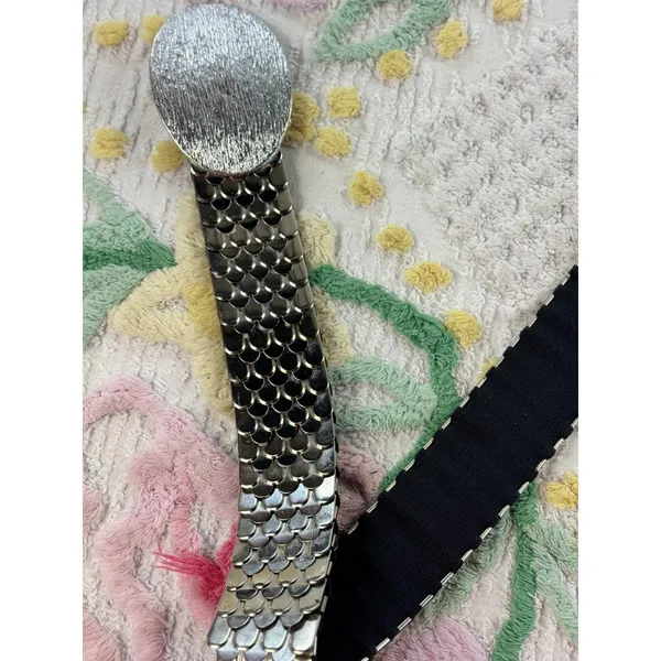 Vintage Silver Scale Stretch Belt Retro Metallic Chainmail‎ Elastic Waist Belt - Image 6