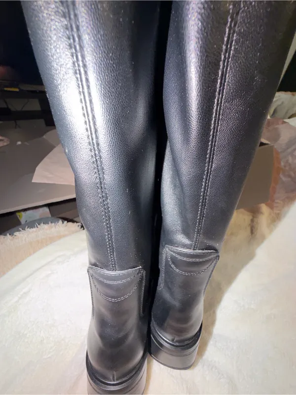Franco Sarto NIB Giselle Wide Calf Flat Tall Boot Black Stretch Leather 6.5 M - Image 12