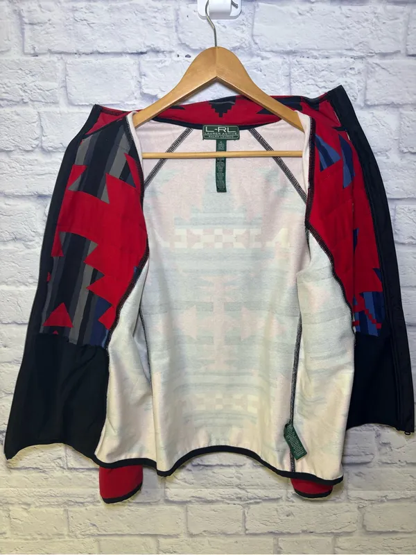 Lauren Ralph Lauren Active Puffer Fleece Jacket With Native Print Womens Size XL - Image 13