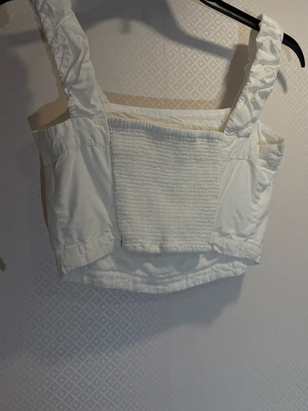 NWOT Free People Cream Elastic-Waist Cotton Ruffle Top - Image 5