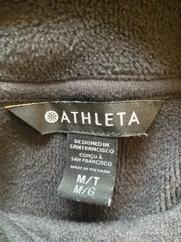 Athleta Cozy Karma Asym Fall Sweatshirt Dress Black Yoga Athleisure M - Image 7