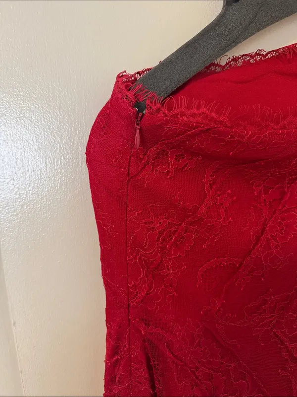 Lovers + Friends Red Lace Asymmetrical Maxi Dress Size XS - Image 6