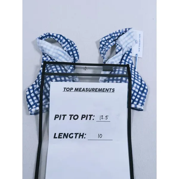 NWT Southern Tide Gingham Ruffle Bikini Top Swim Small Blue Preppy Coastal - Image 6