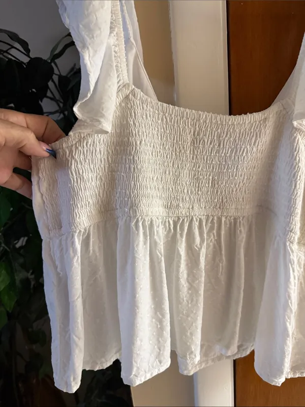 Hollister White Ruffle Strap Tie-Front Peplum Camisole - Image 6