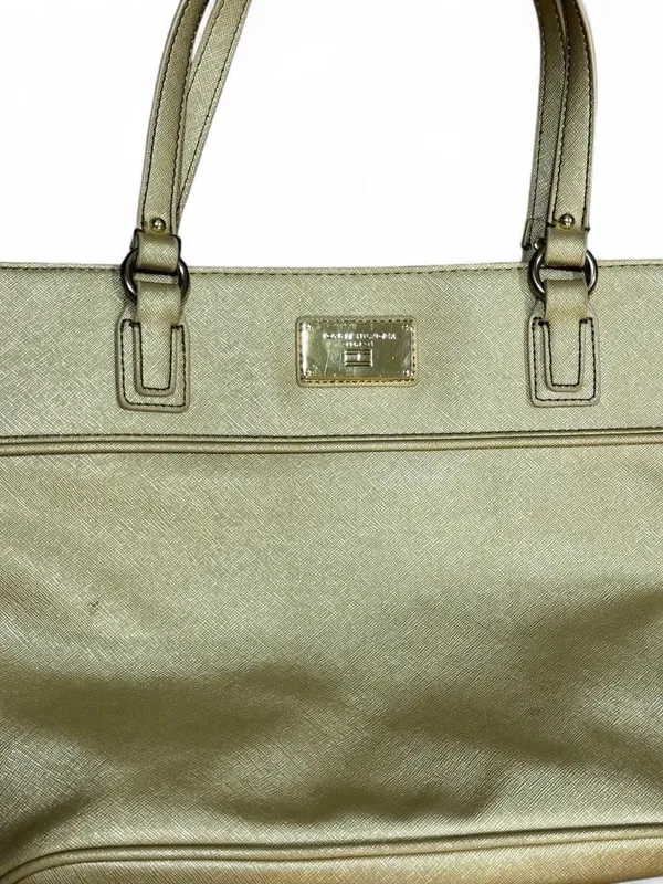 Tommy Hilfiger Gold Metallic Faux Leather Tote Shoulder Bag Large - Image 2