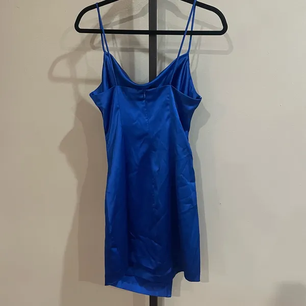 NWT Zara Draped Mini Dress Cobalt Blue Size Small - Image 3