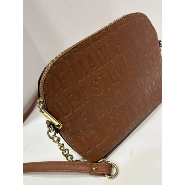 Steve Madden Handbag Bmarilyn Cognac Stamped Logo Gold Hardware - Image 6