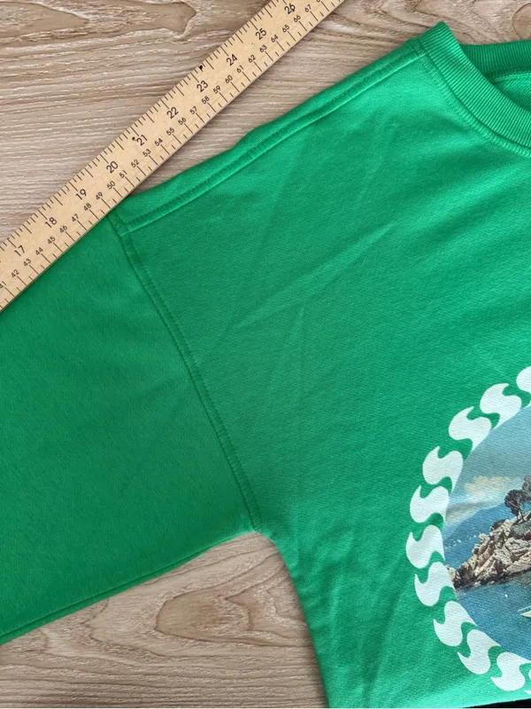 Anthropologie Celandine XXS/XS NEW Crew-Neck Graphic Sweatshirt Green Oversized - Image 7