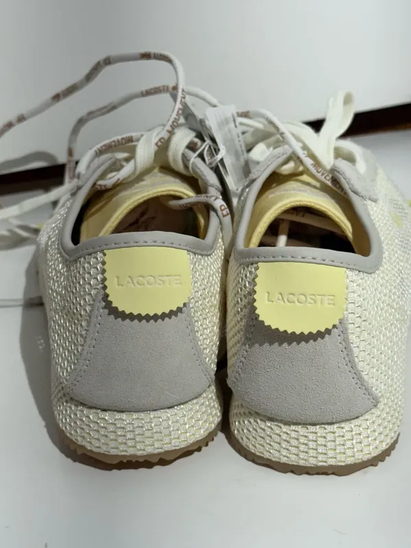 NWT FP Movement Lacoste Women’s Cream & Yellow Mesh Suede Club Low Sneakers - Image 7