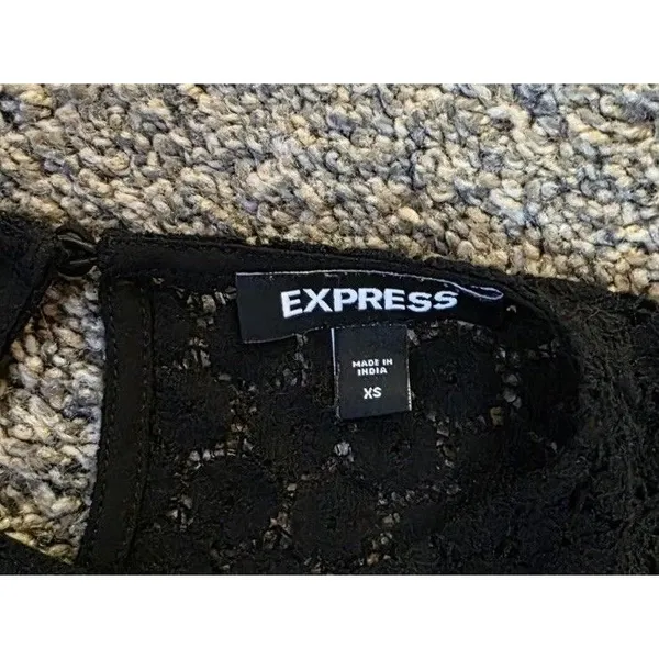 Express‎ Women's Black Long Sleeve Lace Top Dressy Trendy Party Classy Size XS - Image 8