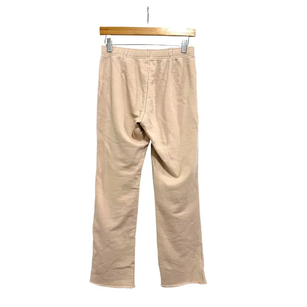 Aerie Women XS Tan Beige Straight Leg Raw Hem French Terry Sweatpants Pockets - Image 2