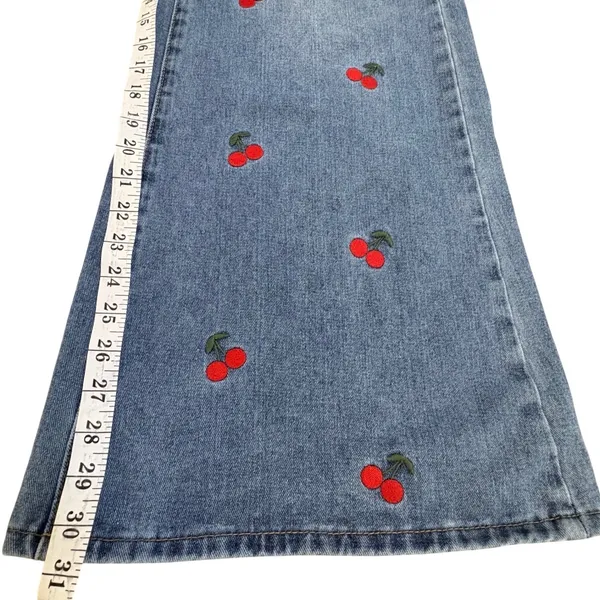 Ashley Mason Cherry Embroidered Wide Leg Jeans Women 7/28 Festival‎ Rockabilly - Image 11