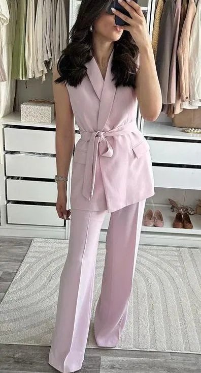 NWT Pink ZW COLLECTION TIED BELTED VEST. Size Medium - Image 4