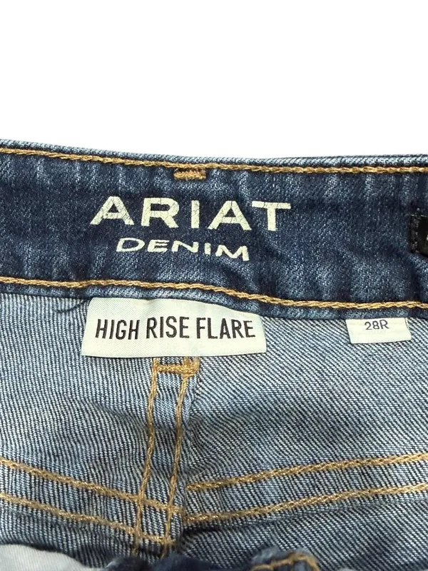 Ariat Premium High Rise Flare Raw Hem Dark Wash Denim Jeans 28R Blue Lake‎ - Image 5