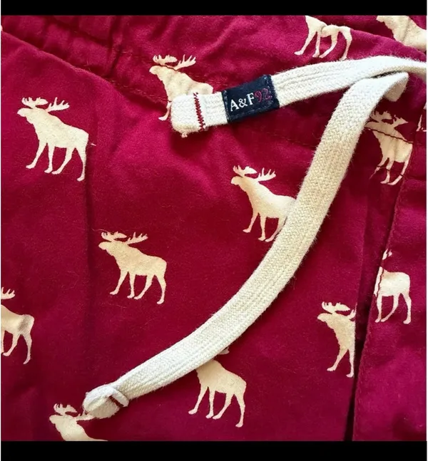Vintage Abercrombie & Fitch Red Moose Print Lounge Pants - Image 4