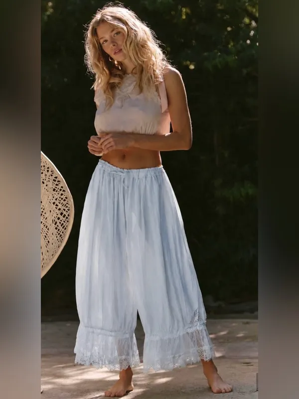Lace Trim Light Blue Forever Young Bloomer Pants - Image 2