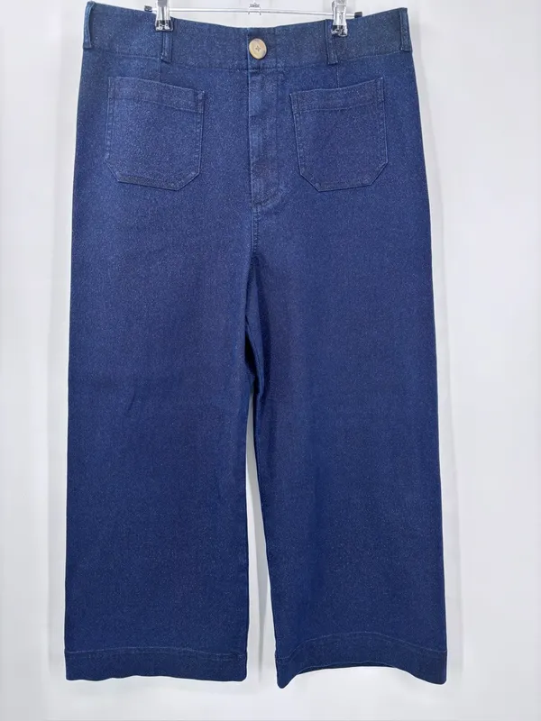 Anthropologie NWOT The Maeve Colette Sparkle High-Rise Wide-Leg Cropped Jeans - Image 3