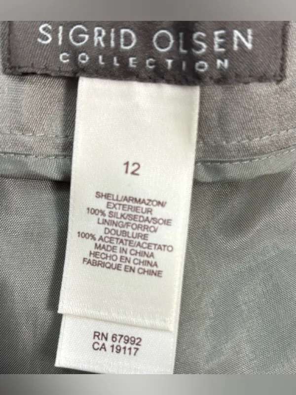 Sigrid Olsen 12 Silk Metallic Beige Cropped Trousers Pants - Image 8