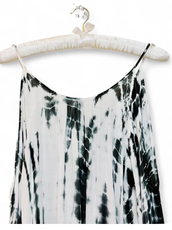 Elan Woman’s Boho White/Black Tie Dye Cold Shoulder Peek-A-Boo Blouse Top Size M - Image 6