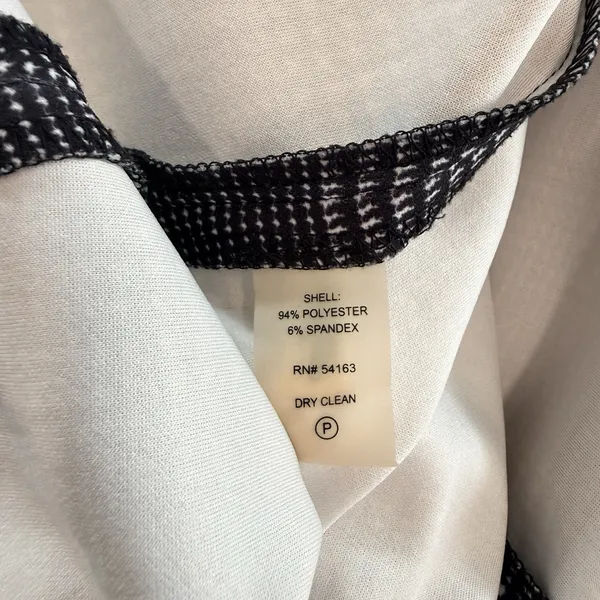 Calvin Klein Houndstooth Black White Sunburst Seam Sleeveless Sheath Dress Sz 4 - Image 10