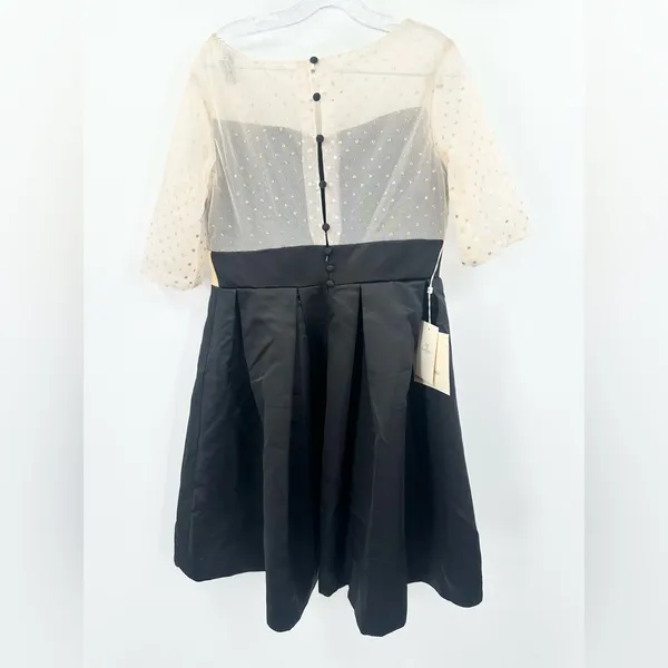 LT LanTing Black Mini Dress w/ Gold Mesh Top & Statement Belt NWT Size 10 - Image 2