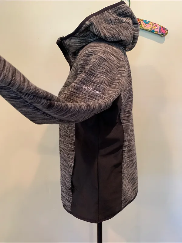 Columbia Women's Large Gray and Black Hooded Zip Up Space Dye Lightweight Jacket - Image 4