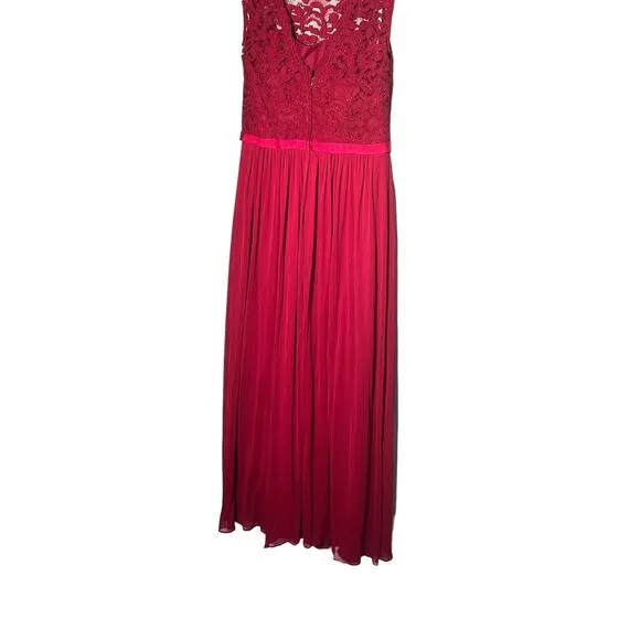 Davids Bridal Lace Bodice Maxi Dress Apple‎ Red Formal Bridesmaid Size 6 HOCO - Image 5