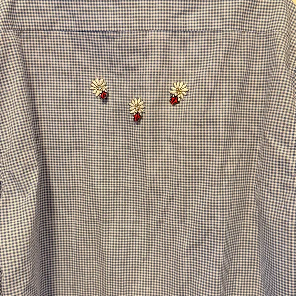 Vintage H & J Blouse with Ladybugs Blue Size XL - Image 5