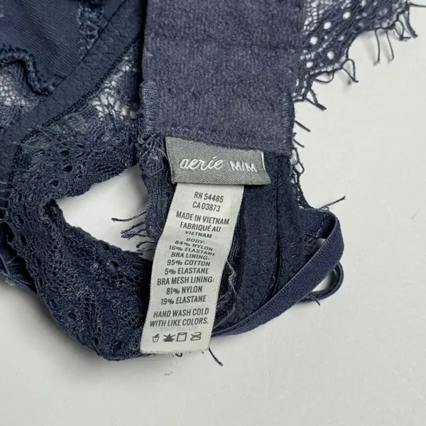 Aerie Navy Blue Lace Bralette Medium Criss Cross Adjustable Straps Coquette - Image 2