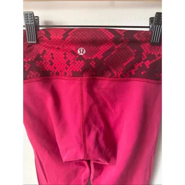 Lululemon Pink Wunder Under Leggings Snake Print Waist High Rise - Image 3