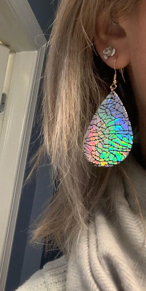 Handmade Teardrop Earrings Iridescence - Image 6