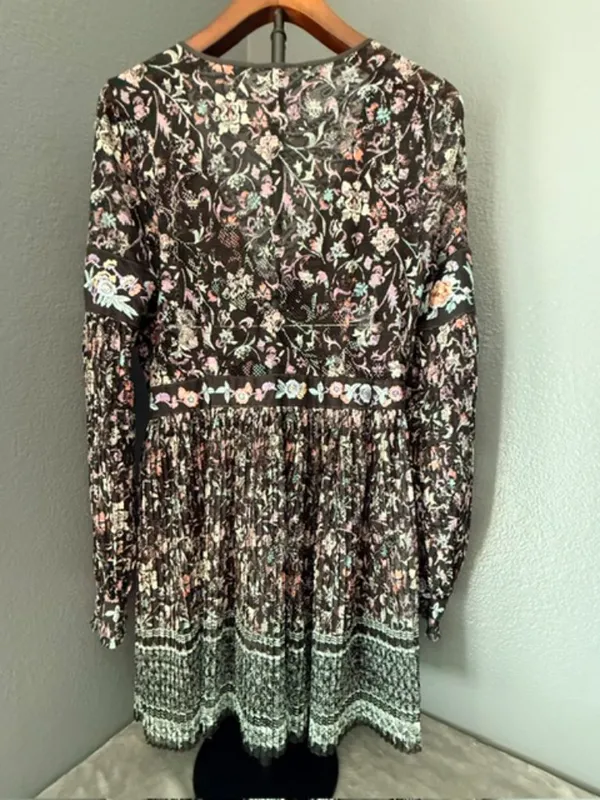 FREE PEOPLE Cherry Blossom Embroidered Lace Mini Dress Size 8 - Image 5