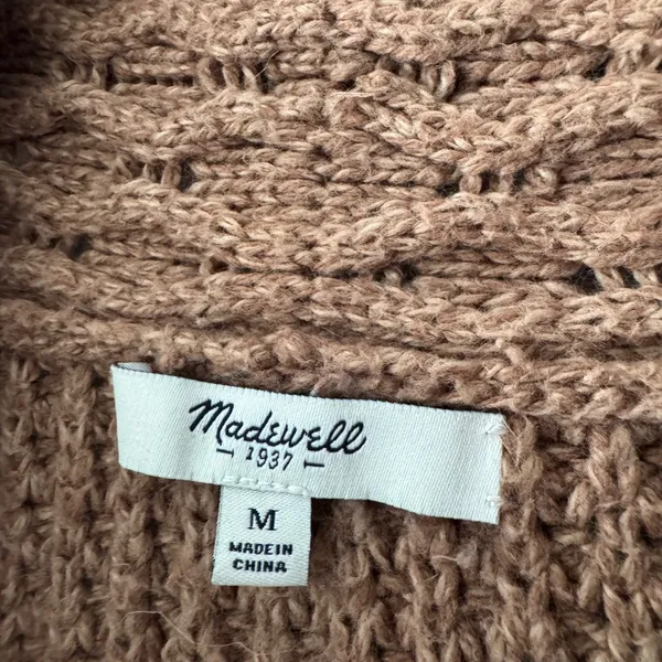Madewell Brown Cable Knit Shawl-Collar Snap Cardigan Sweater‎ - Image 8