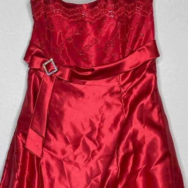 Vintage Strapless‎ Formal Dress Red Size M - Image 7