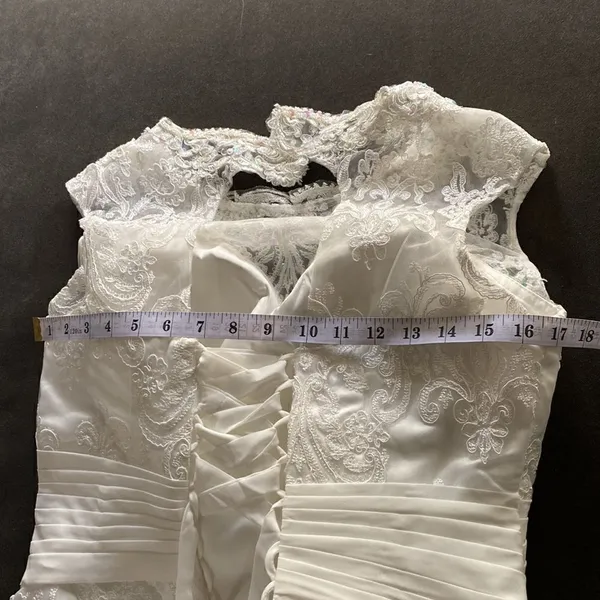 Women’s Ivory Dress & Matching Chiffon Jacket with beautiful detail Size L**READ - Image 15