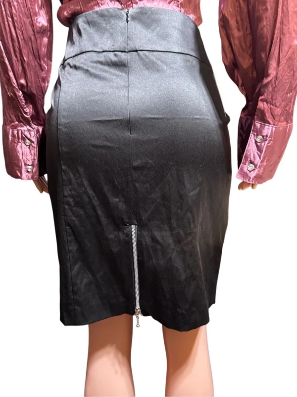 Be yourself High-waisted black pencil satin skirt size 10 - Image 6