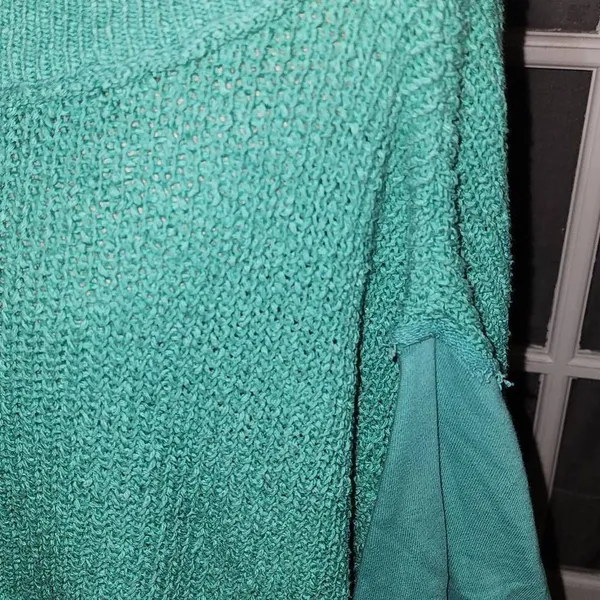 Free People Womens Green Oversized‎ Chunky Crop Sweater Small - Image 3