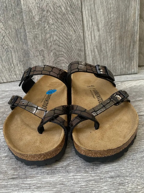 Birkenstock Women's Mayari Microfiber Gator Gleam Black Sandals EU-41 US-10 - Image 4