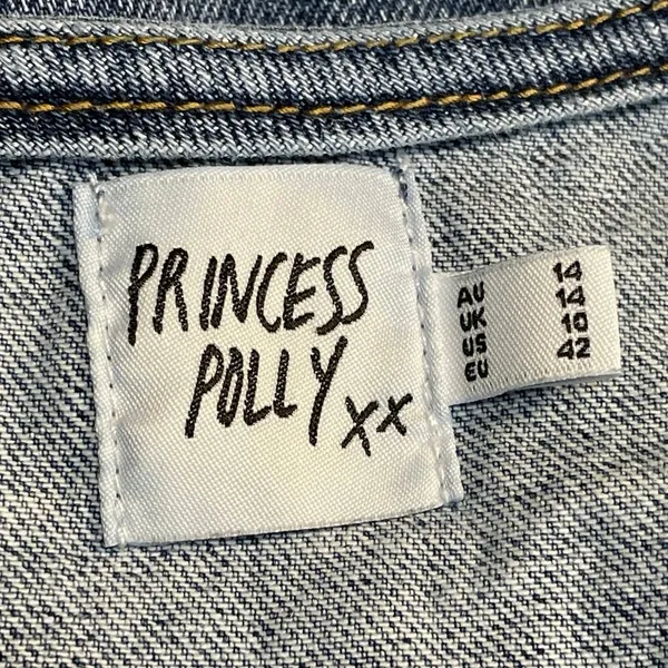 Princess Polly Burrows Medium Blue Wash V Neck Sleeveless Crop Denim Vest Top 10 - Image 4