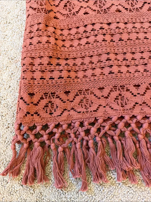 Shyanne Dusty Rose /Brown Crochet Fringe Mini Skirt - Large - Image 2