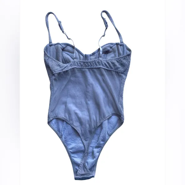 Vintage y2k Victoria’s Secret Gold Label Silver Glitter Lingerie Bodysuit M - Image 2
