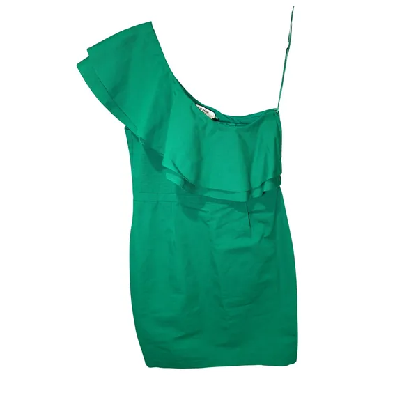 NAF NAF One Shoulder Ruffle Mini Dress Cocktail Green Size 38 US 6‎ - Image 2